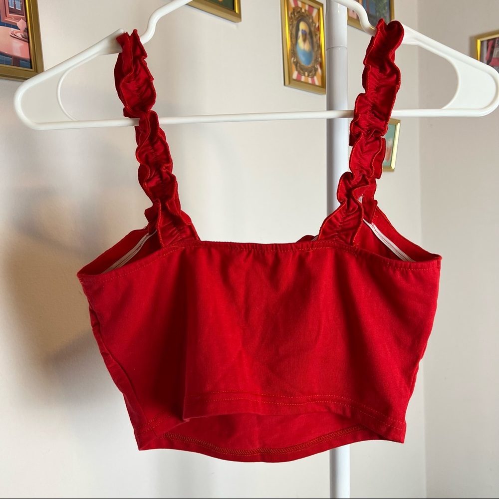SHEIN Ruched Red Crop Top - Picture 9 of 10